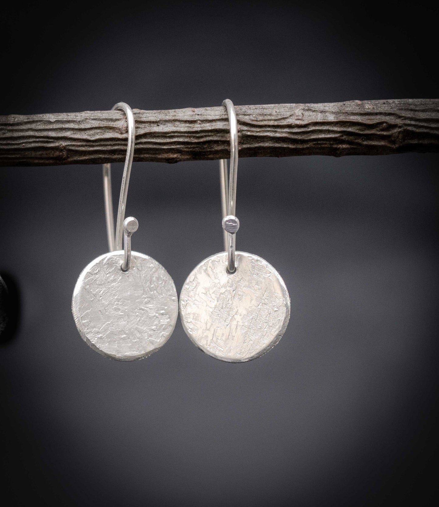 Handmade Hammered Sterling Silver Disc Earrings