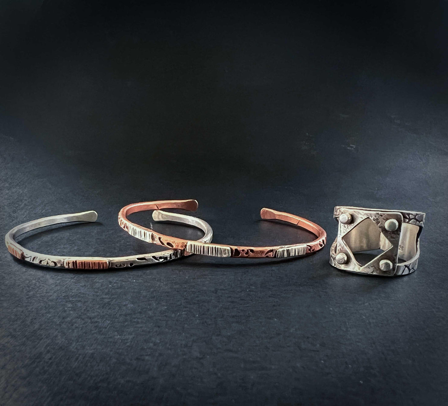 Copper Cuff Bracelet, handmade with copper and Sterling Silver
