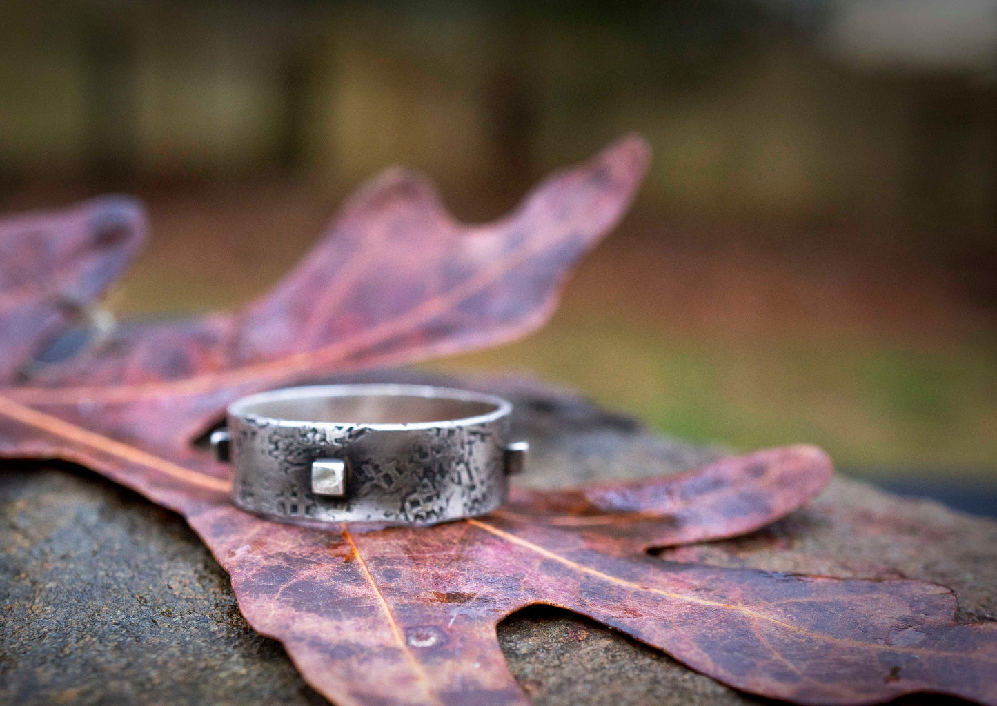 Handmade Oxidized Sterling Silver Ring: Medieval Style Band
