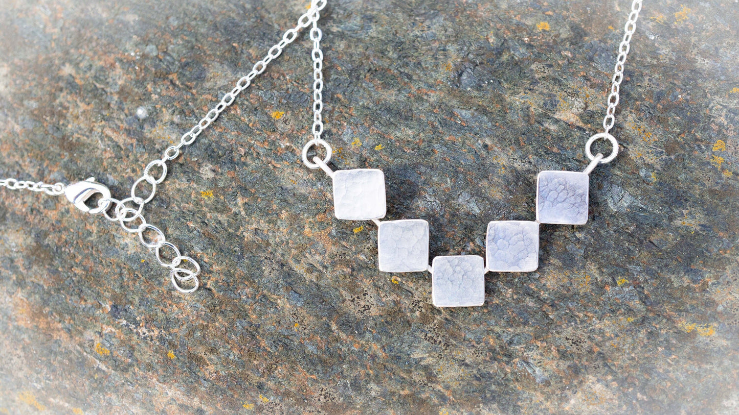 Geometric Sterling Silver Square Necklace: Minimalist Jewelry Gift