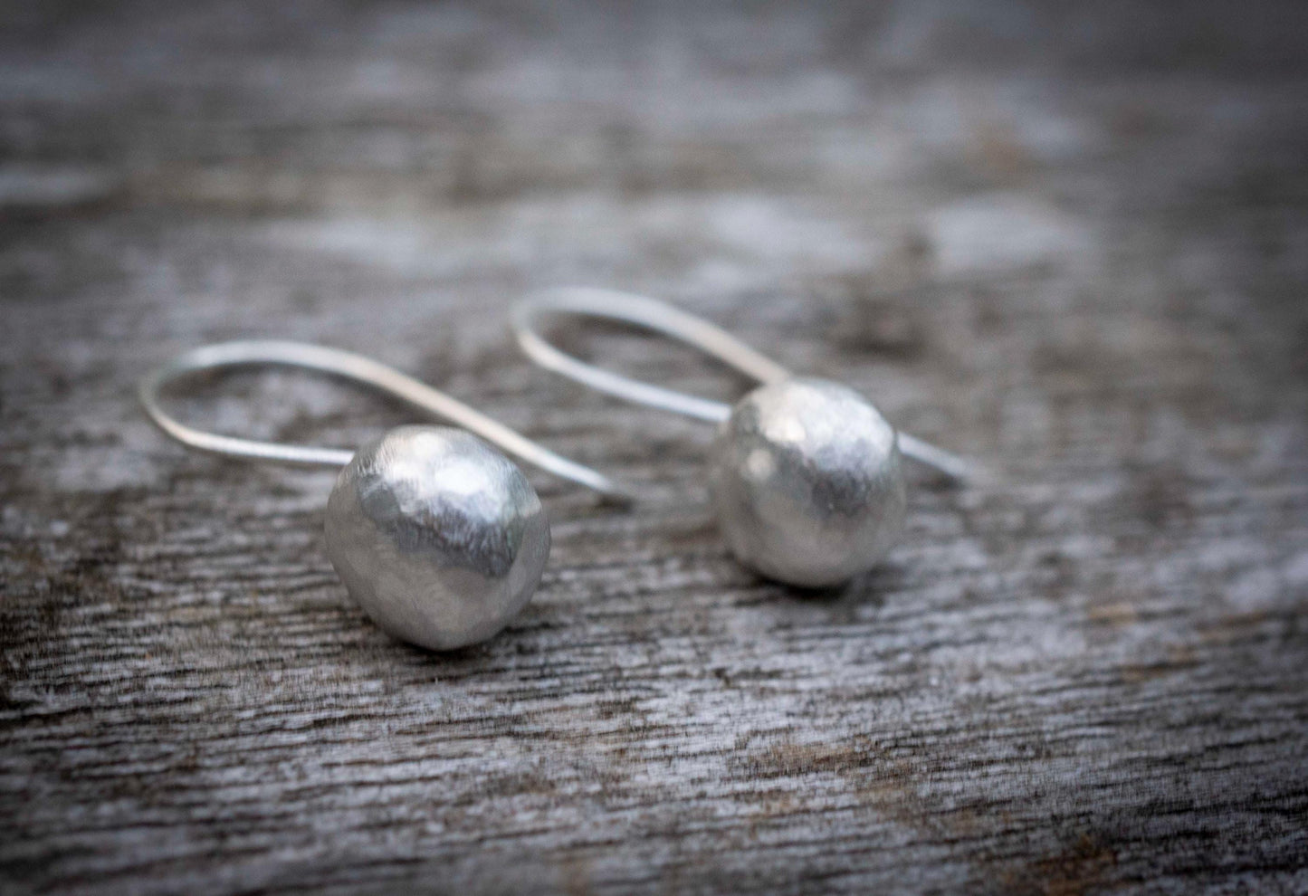 Brushed Sterling Silver Ball Earrings, Investment Silver
