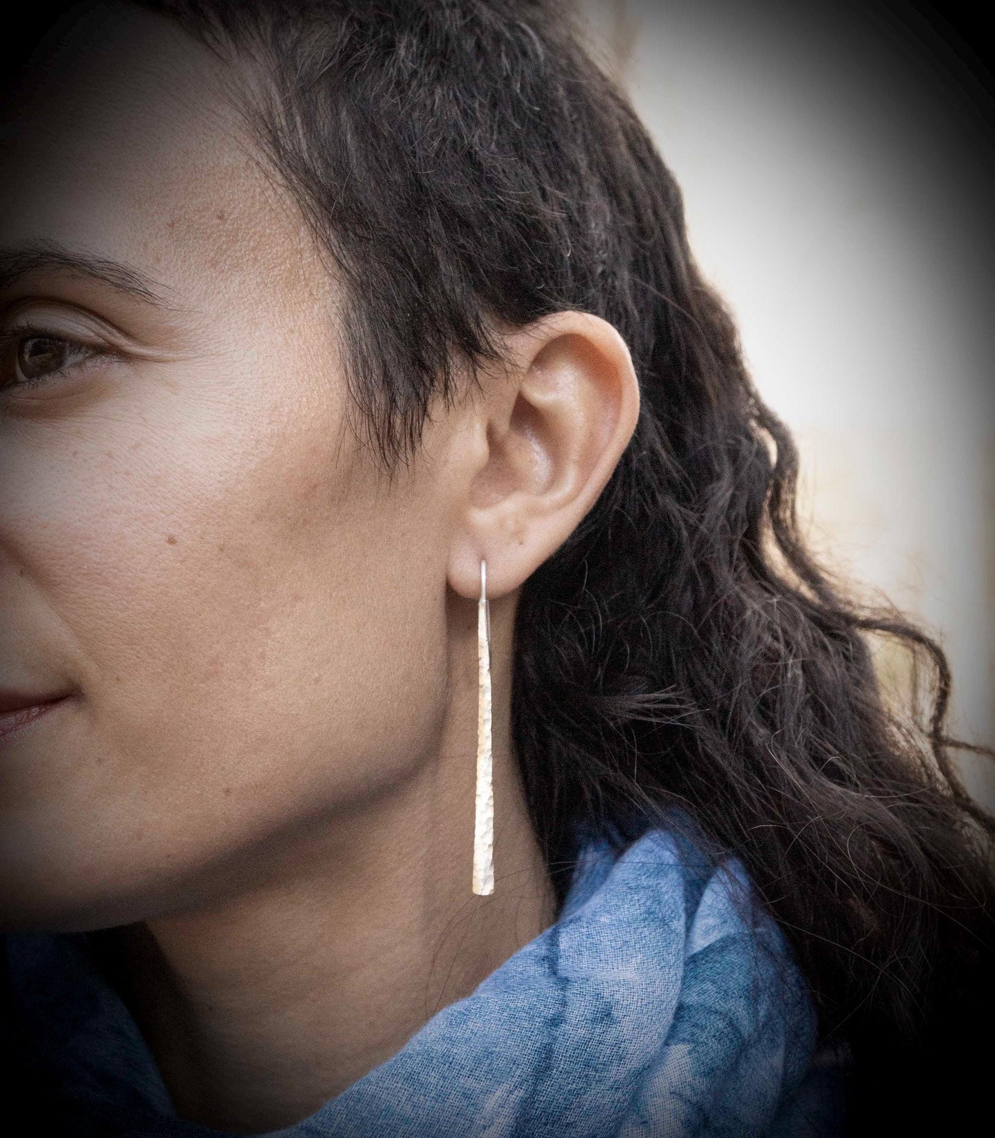 Handmade Silver Threader Earrings: Minimalist Bar Drop