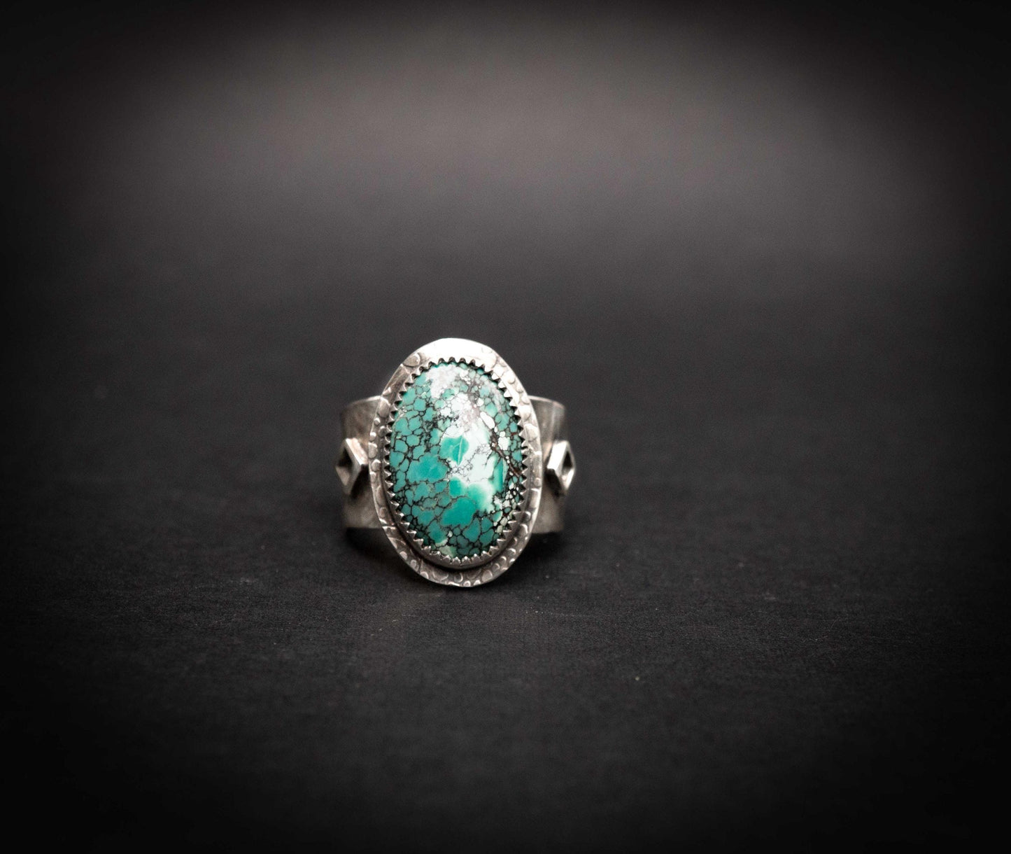 Blue Turquoise Ring, Sterling Silver handmade, adjustable silver band