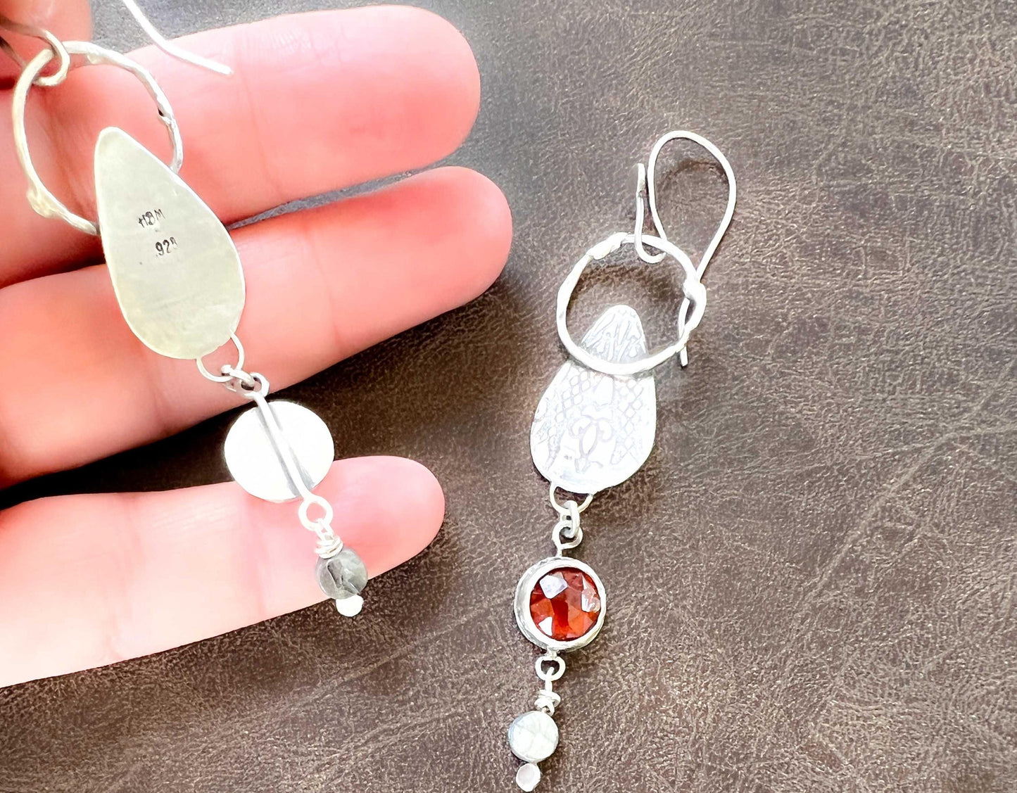 Orange Gemstone Earrings | Handmade Sterling Silver Kyanite Earrings