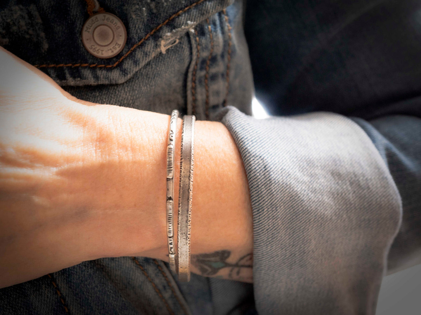 Oxidized Sterling Silver Cuff Bracelet: Rustic Handcrafted Design
