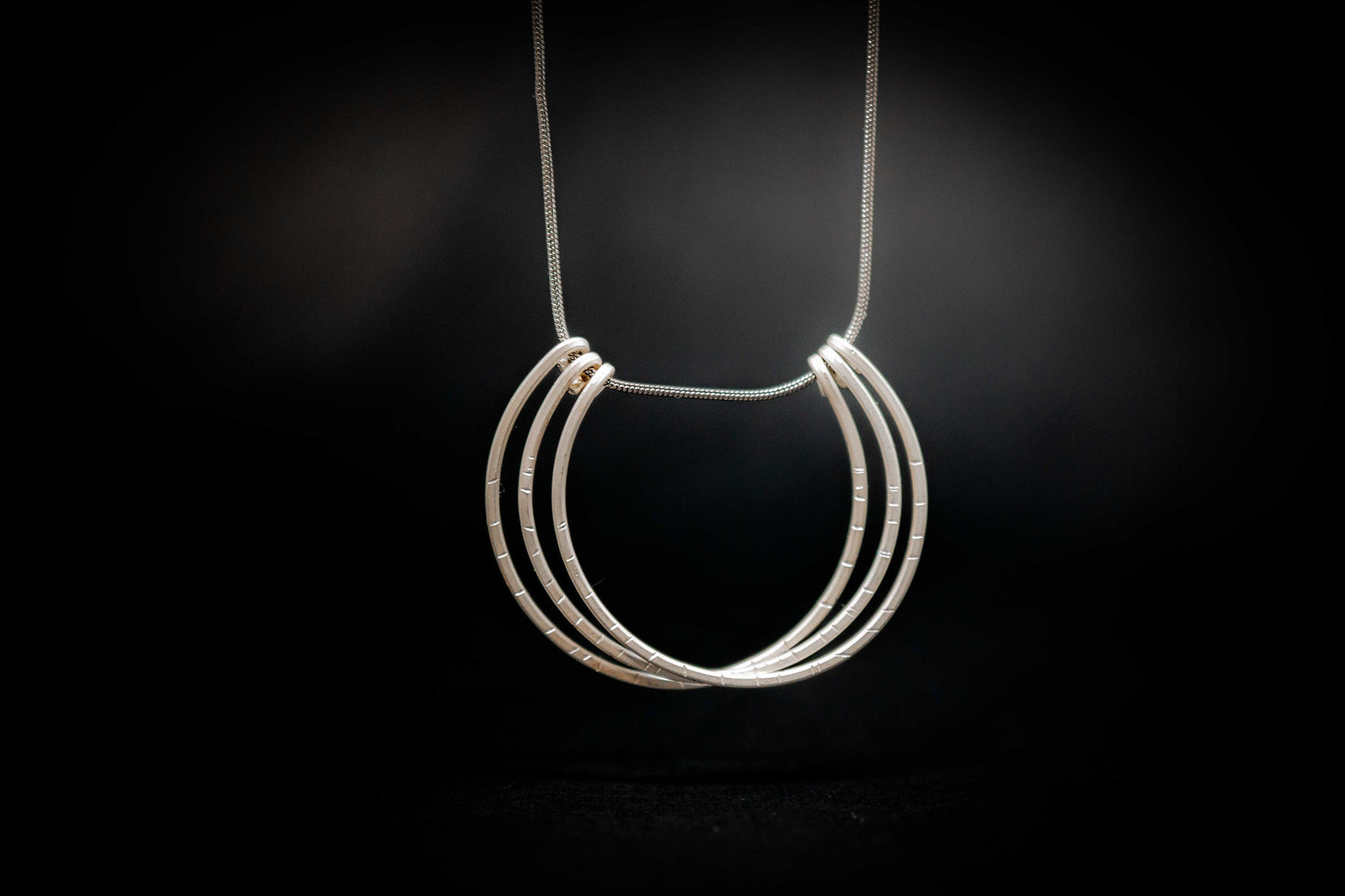 Minimalist Sterling Silver Necklace: Hand Forged Layered Circles