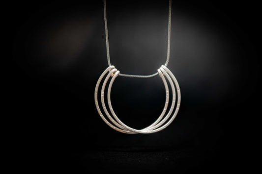Minimalist Sterling Silver Necklace: Hand Forged Layered Circles