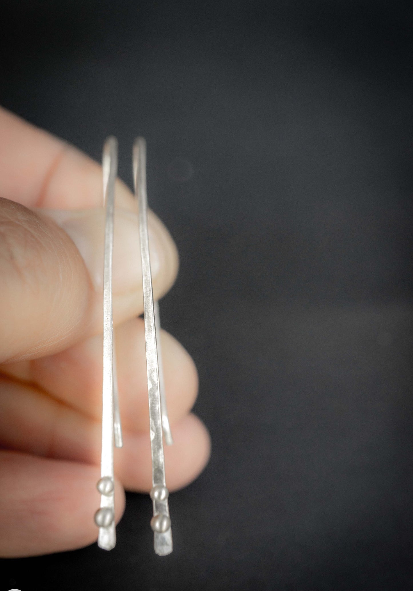 Handmade Sterling Silver Threader Earrings: Minimalist Fine Silver Ball Accents