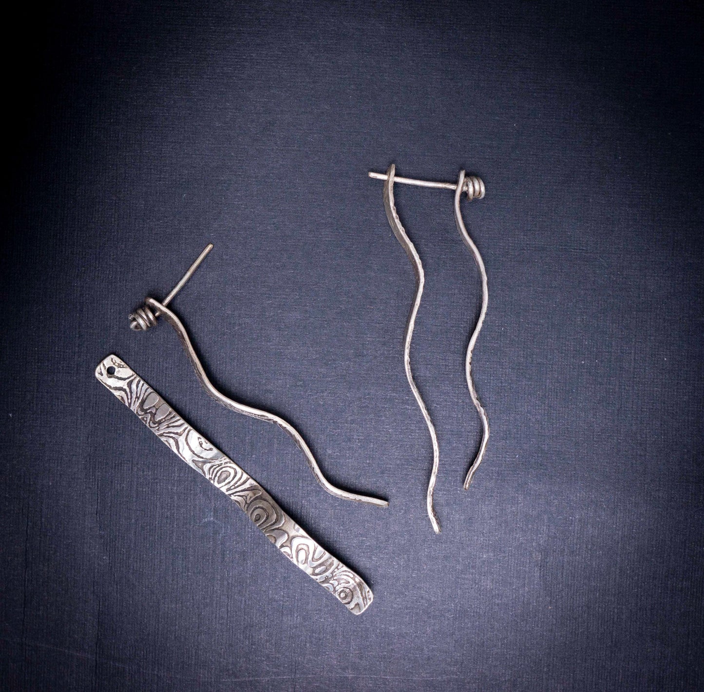 Oxidized Sterling Silver Bar Earrings: Handmade Silver Post Earrings