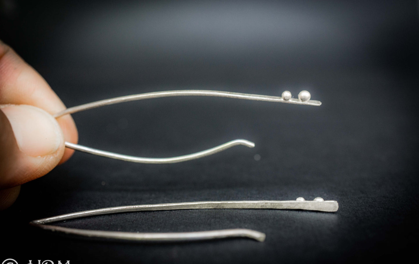 Handmade Sterling Silver Threader Earrings: Minimalist Fine Silver Ball Accents