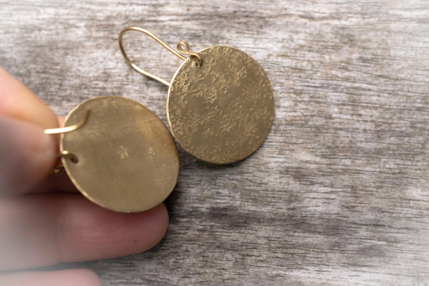 Handmade Brass Disc Earrings: Anti-Tarnish Small Gold Earrings