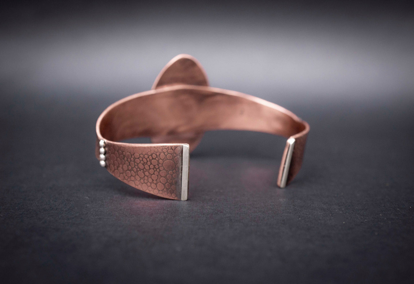 Copper Cuff Bracelet with Oval Jasper Gemstone, handmade