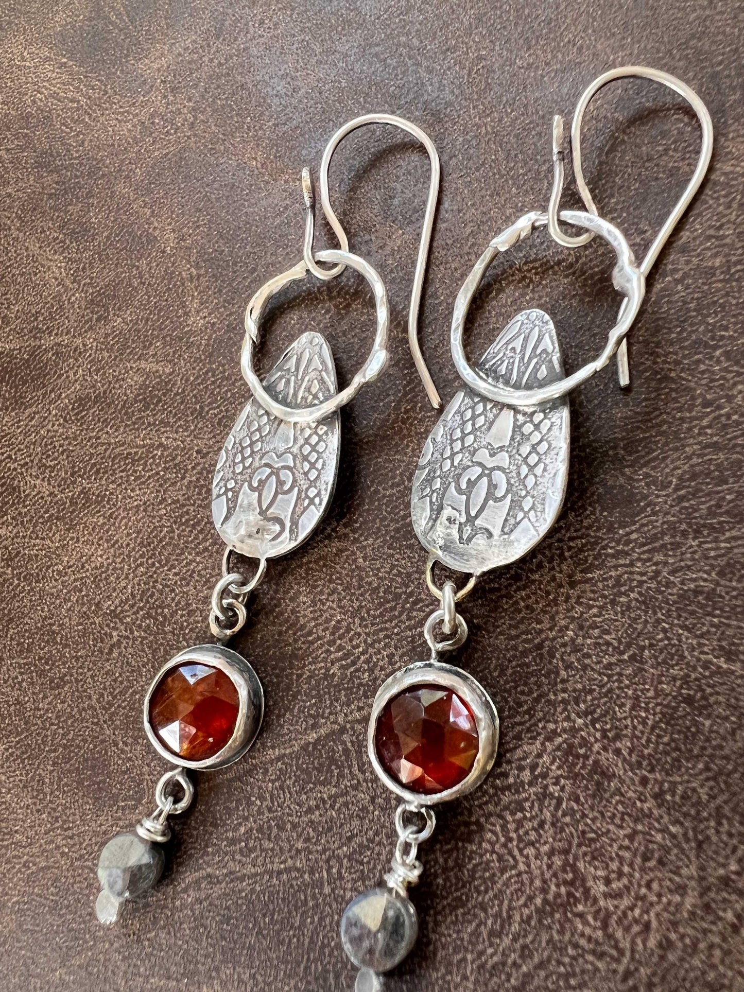 Orange Gemstone Earrings | Handmade Sterling Silver Kyanite Earrings