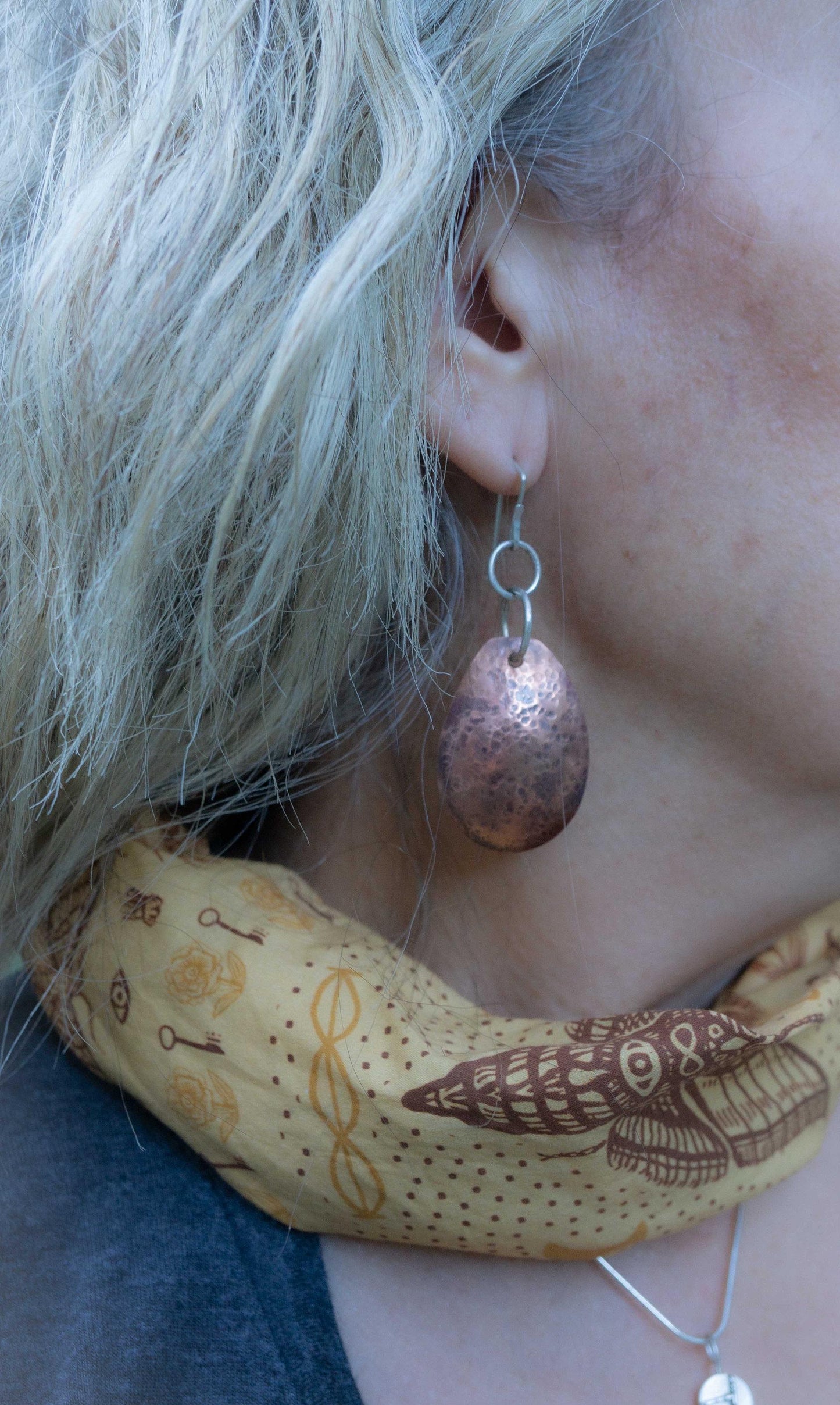 Hammered Copper Earrings: Handmade with copper and sterling silver
