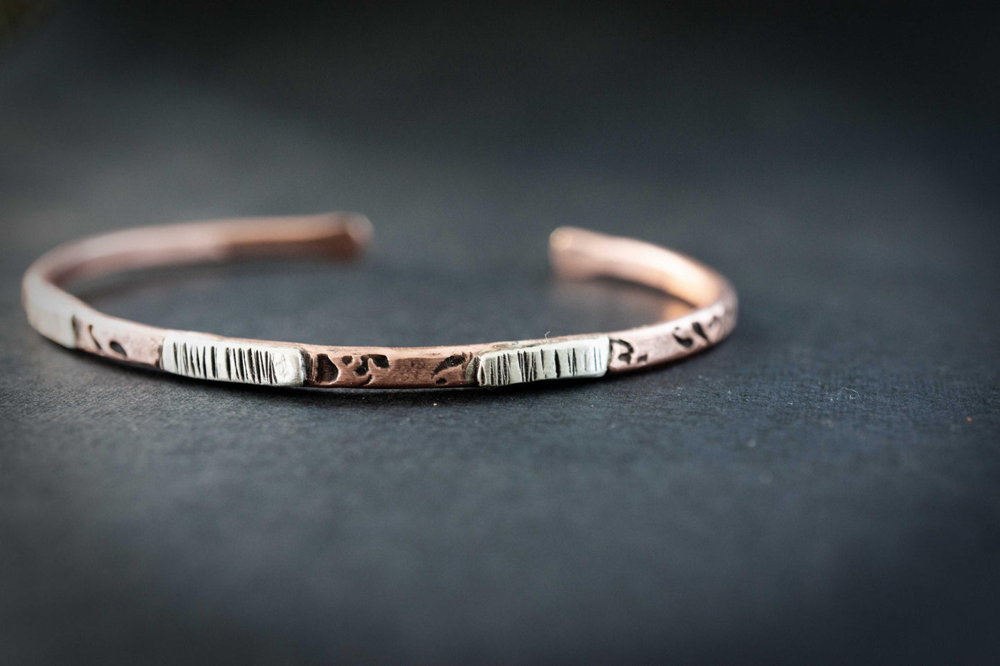 Copper Cuff Bracelet, handmade with copper and Sterling Silver