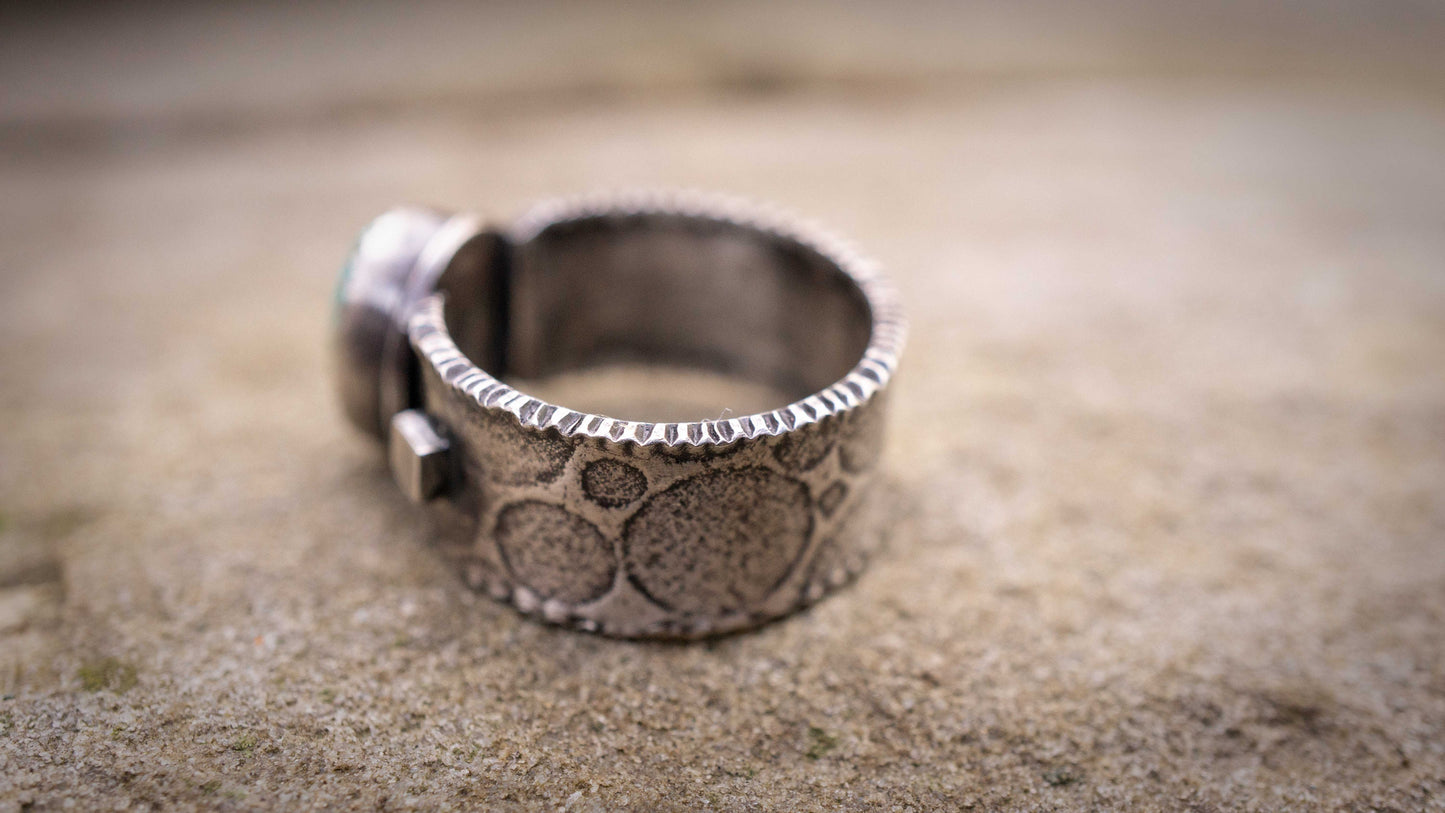 Handmade Turquoise Mountain Ring: Rustic Sterling Silver Band