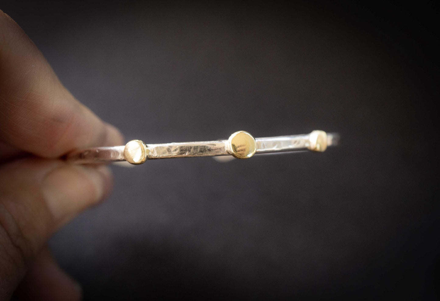 Handmade Sterling Silver Cuff Bracelet | Brass Detail, Minimalist Jewelry