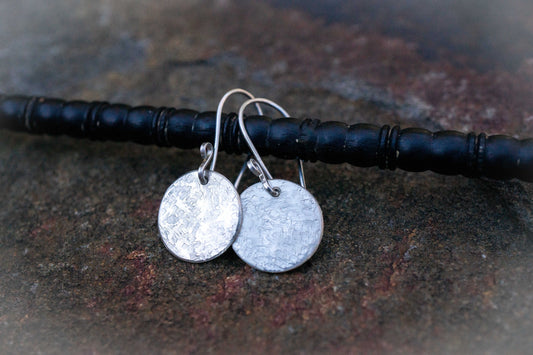 Handmade Hammered Sterling Silver Disc Earrings