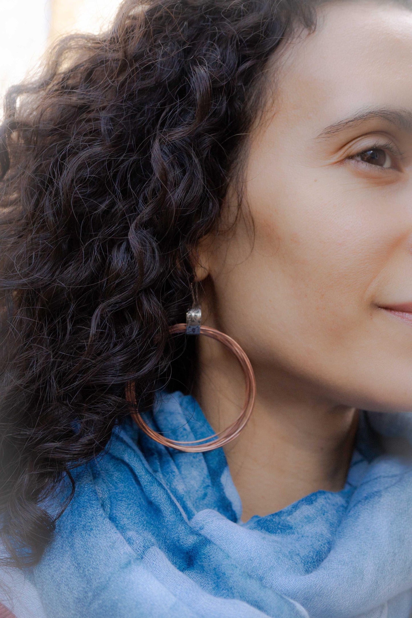 Handmade Copper Multi Hoop Earrings: Oxidized Sterling Silver