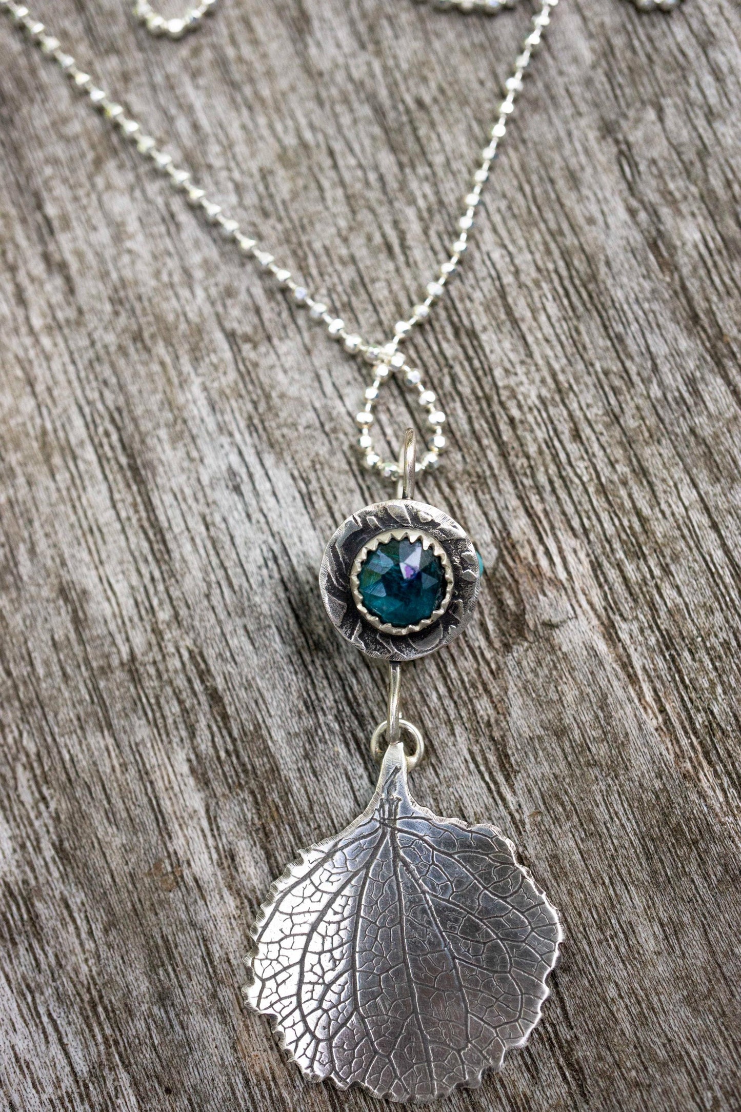 Blue Kyanite Necklace | Throat Chakra Necklace | Silver Leaf Pendant