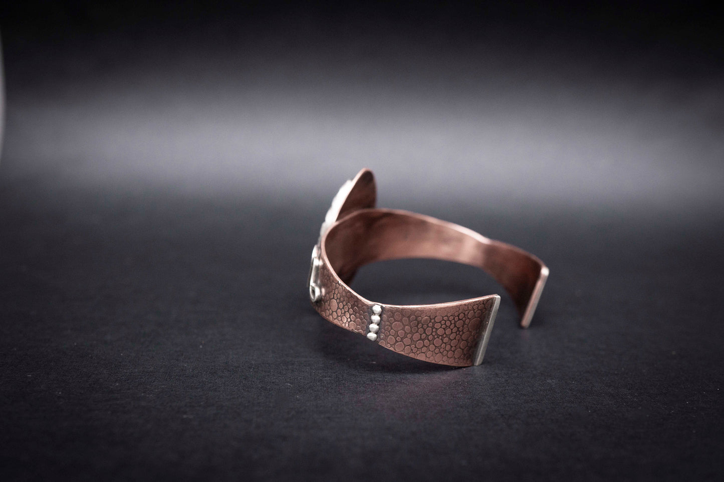 Copper Cuff Bracelet with Oval Jasper Gemstone, handmade