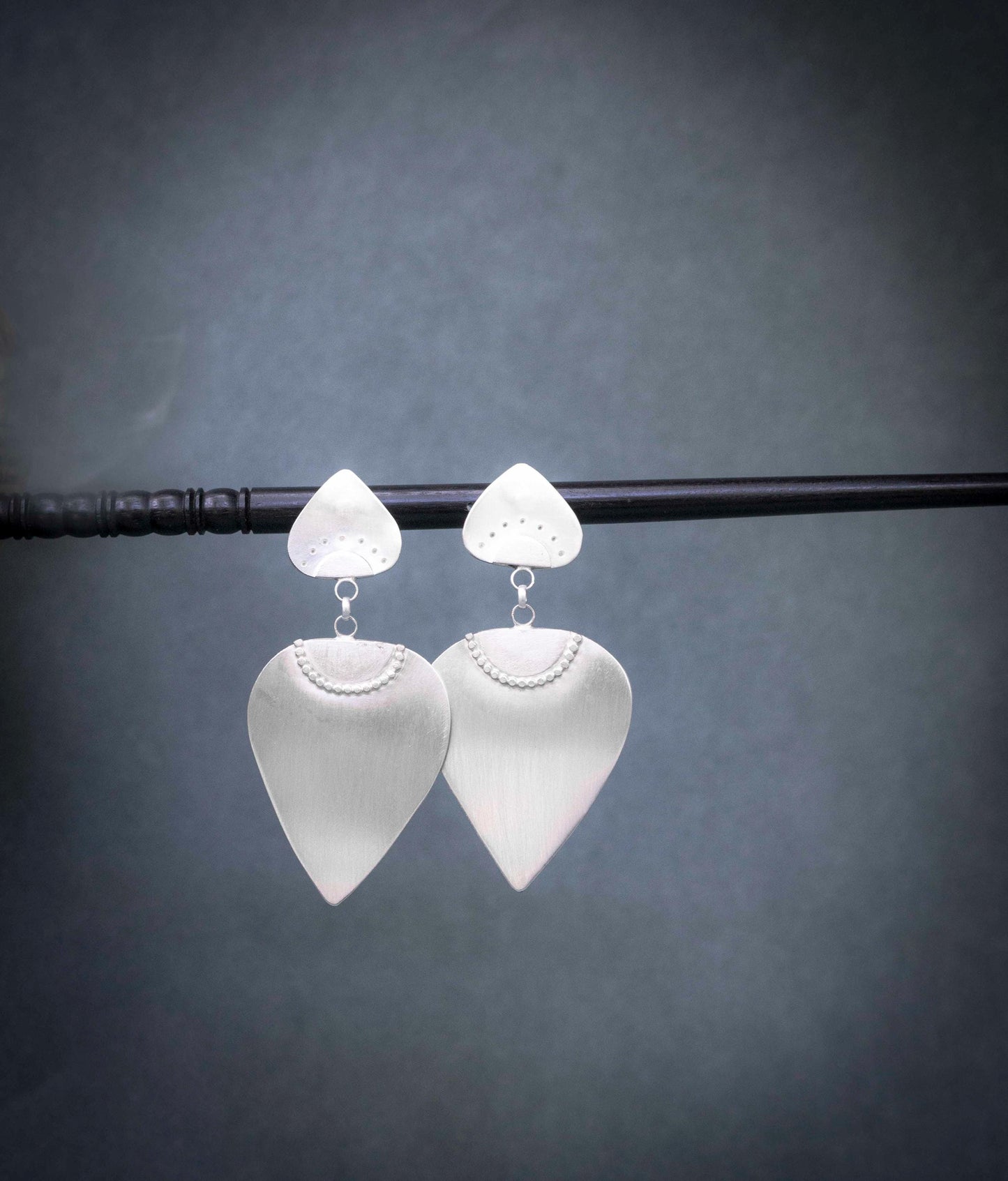 Brushed Sterling Silver Earrings: Handmade Boho Dangle Earrings