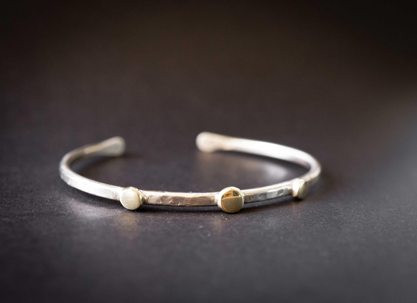 Handmade Sterling Silver Cuff Bracelet | Brass Detail, Minimalist Jewelry