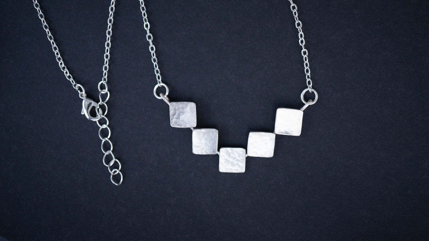 Geometric Sterling Silver Square Necklace: Minimalist Jewelry Gift
