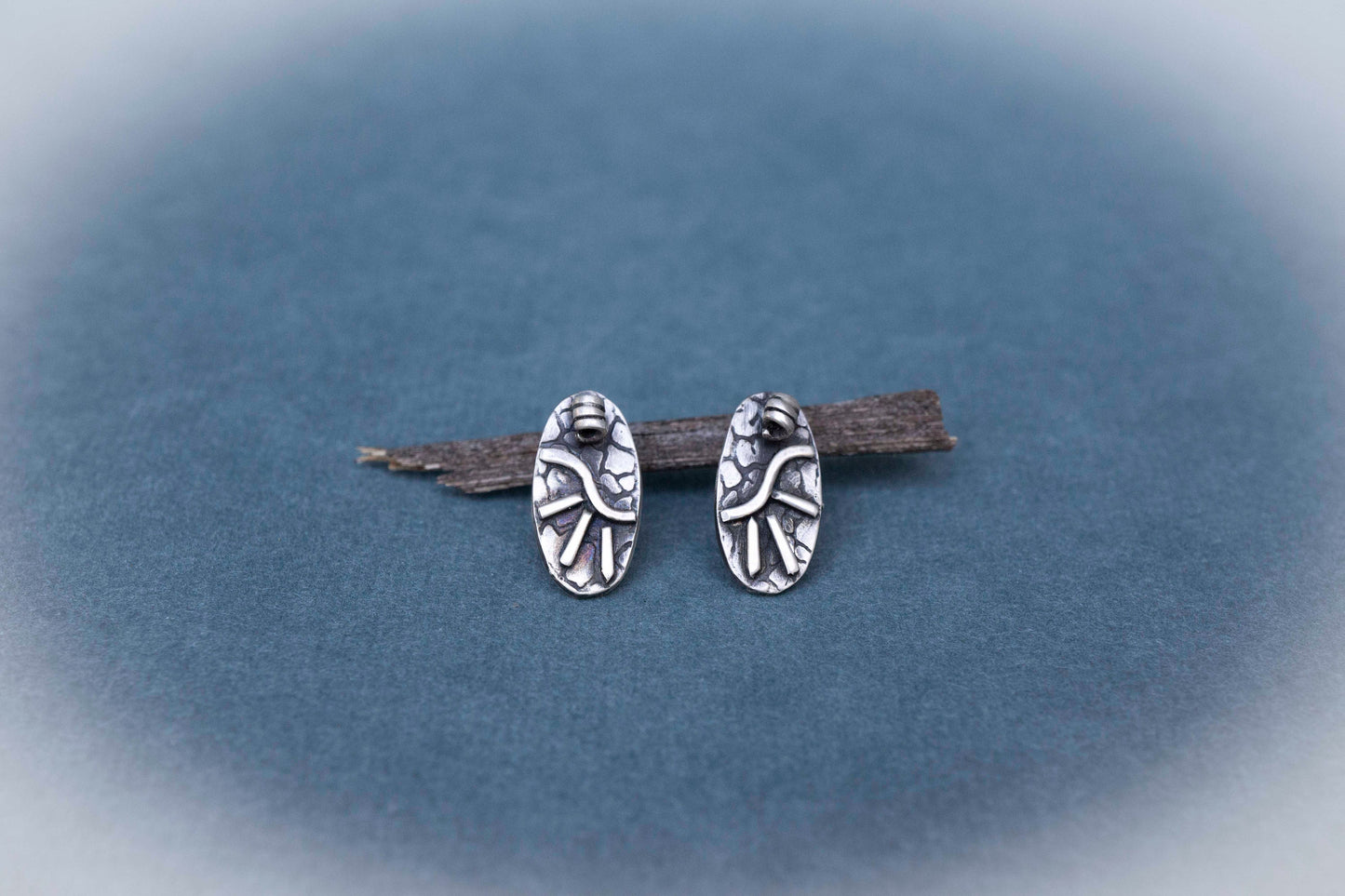 Oxidized Sterling Silver Stud Earrings: Handcrafted Unisex Jewelry