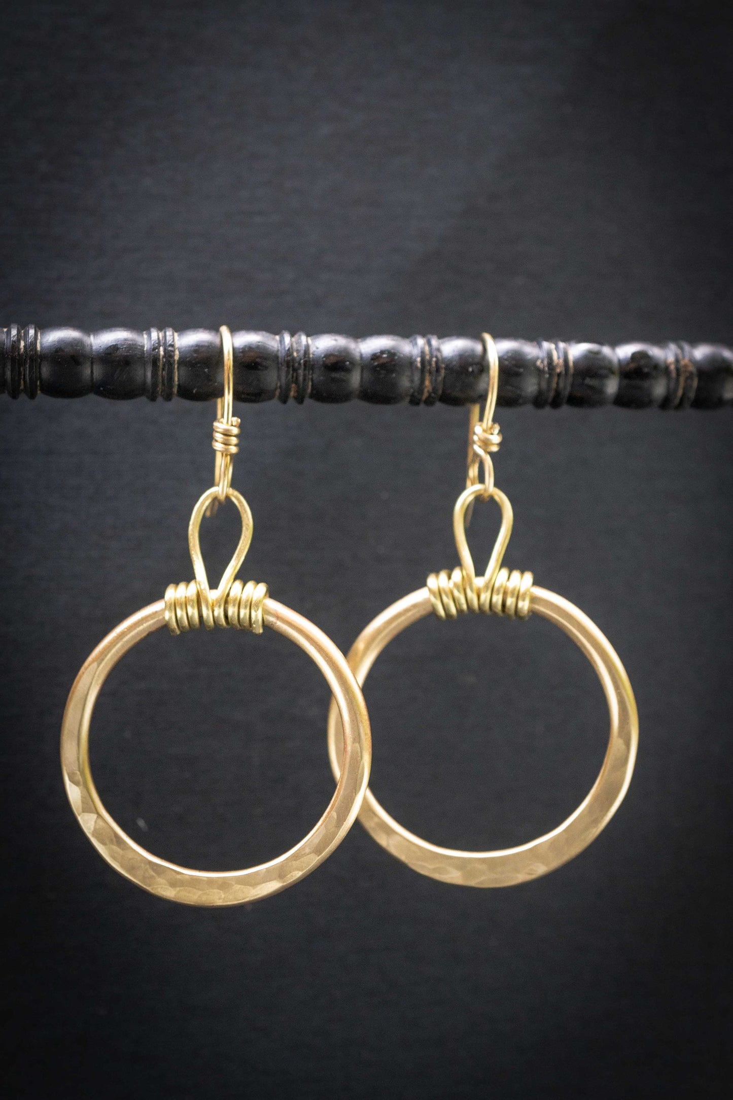 Hammered Brass Hoop Earrings: Handmade everyday gold earrings