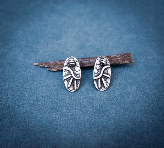 Oxidized Sterling Silver Stud Earrings: Handcrafted Unisex Jewelry