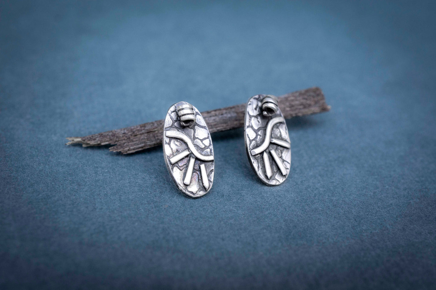 Oxidized Sterling Silver Stud Earrings: Handcrafted Unisex Jewelry