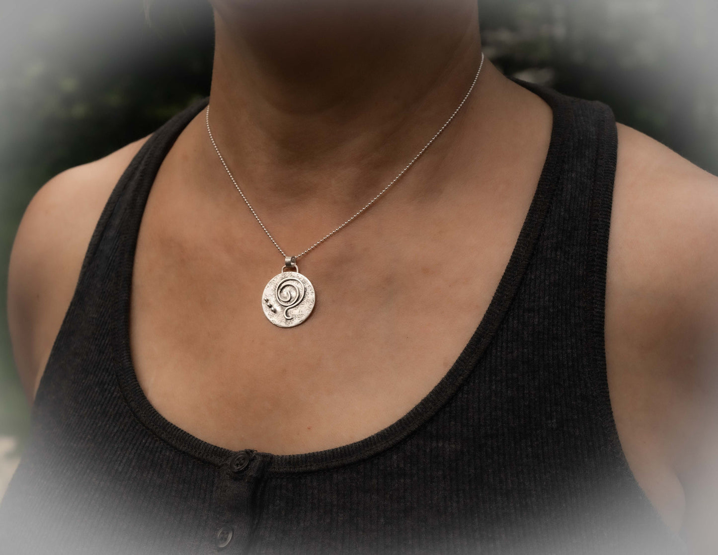 Gratitude Necklace, Sterling Silver , Silver Spiral Pendant