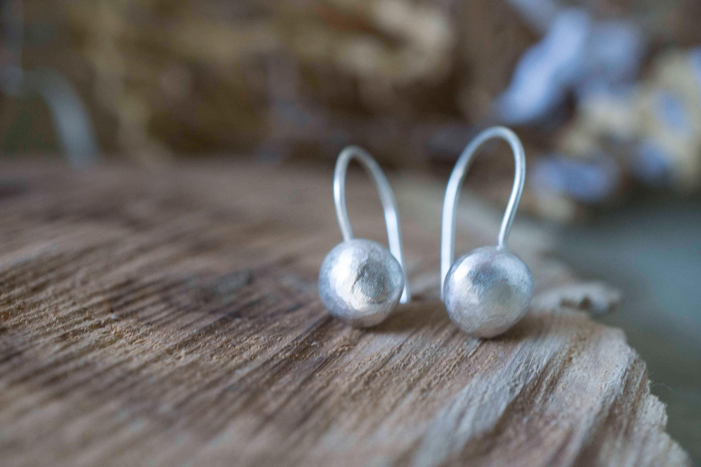 Brushed Sterling Silver Ball Earrings, Investment Silver