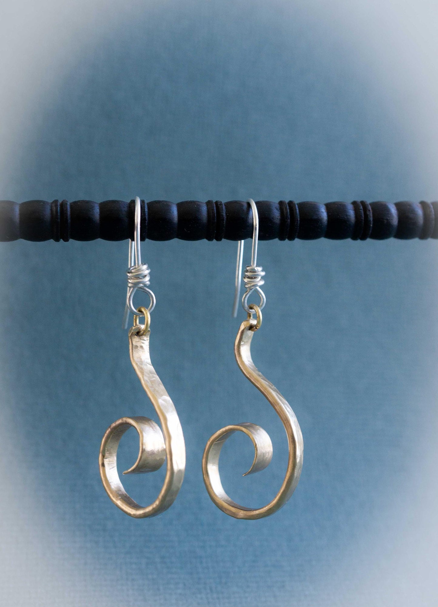 Gold Swirl Earrings, handmade boho style dangles