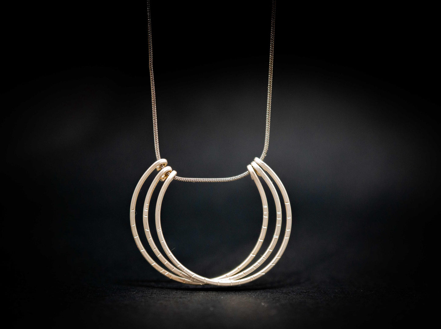 Minimalist Sterling Silver Necklace: Hand Forged Layered Circles