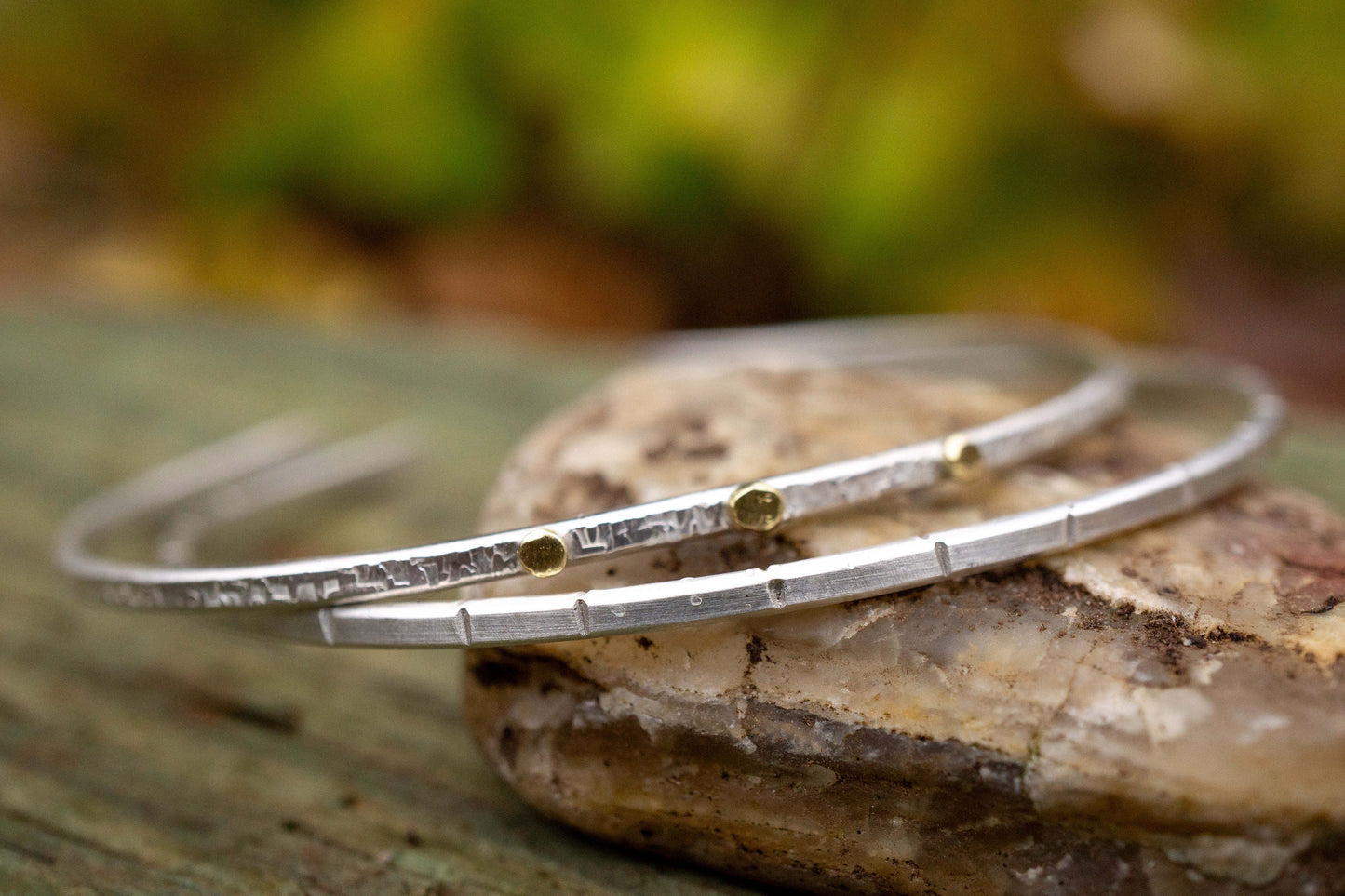 Thin Silver Cuff Bracelets, set of two, Minimalist Cuff Bracelet