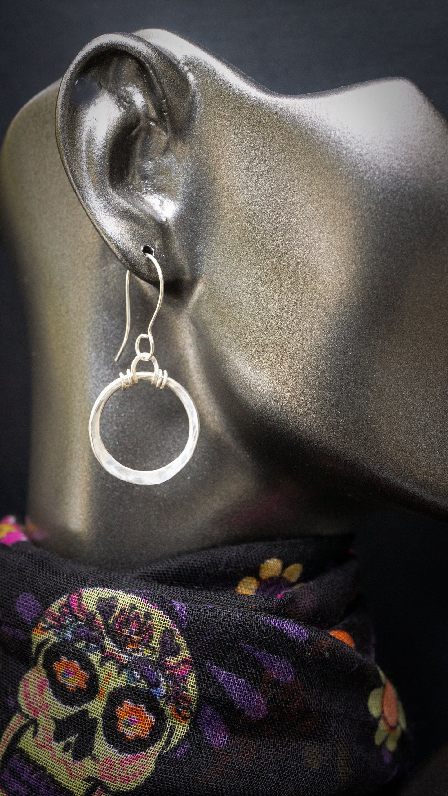 Hammered Sterling Silver Hoop Earrings: Wire Wrapped, Everyday Silver Earrings