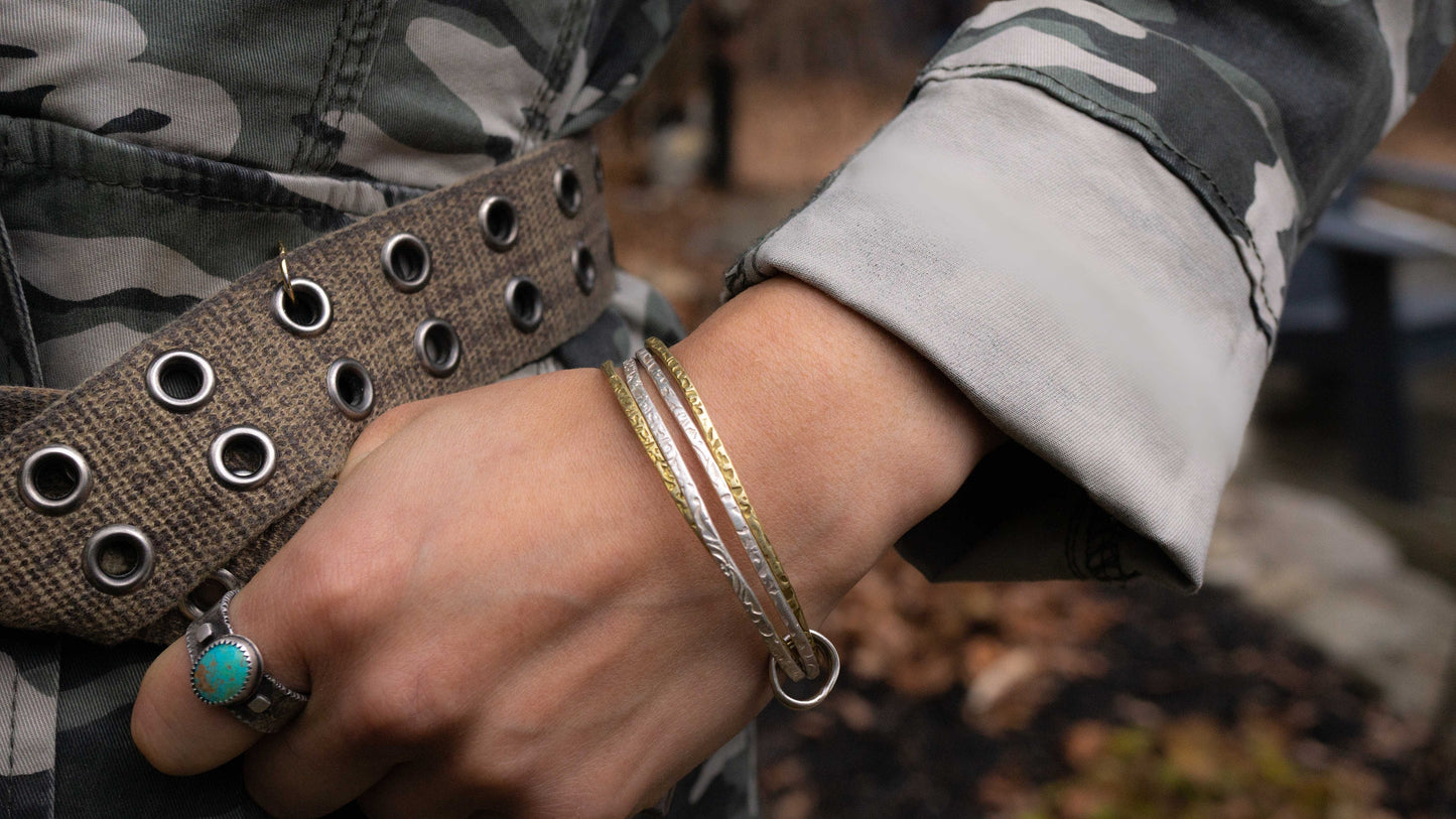Bangle Bracelet Set, handcrafted Stacking Bangles, Silver and Gold