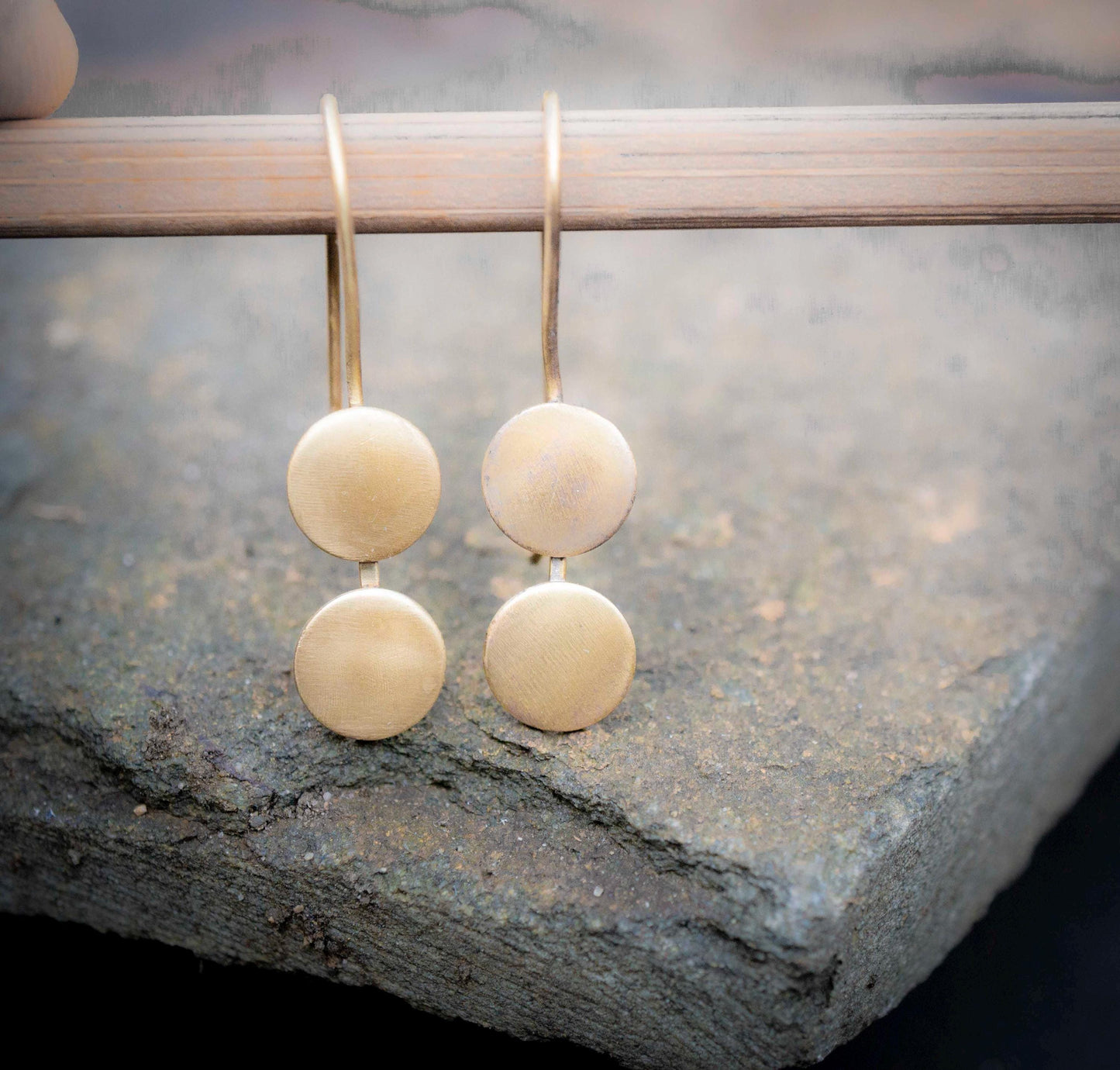 Simple Geometric Gold Earrings: Buttery Brass, Anti-Tarnish