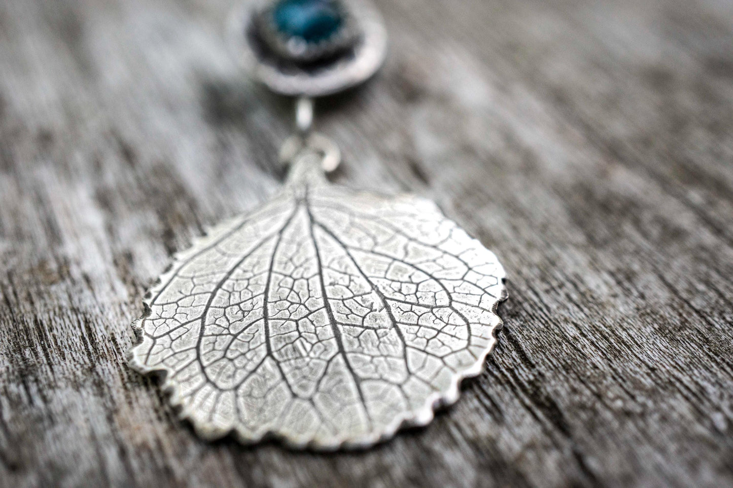 Blue Kyanite Necklace | Throat Chakra Necklace | Silver Leaf Pendant
