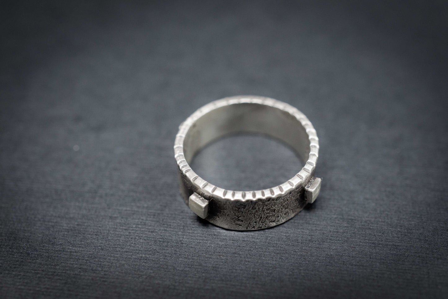 Handmade Oxidized Sterling Silver Ring: Medieval Style Band