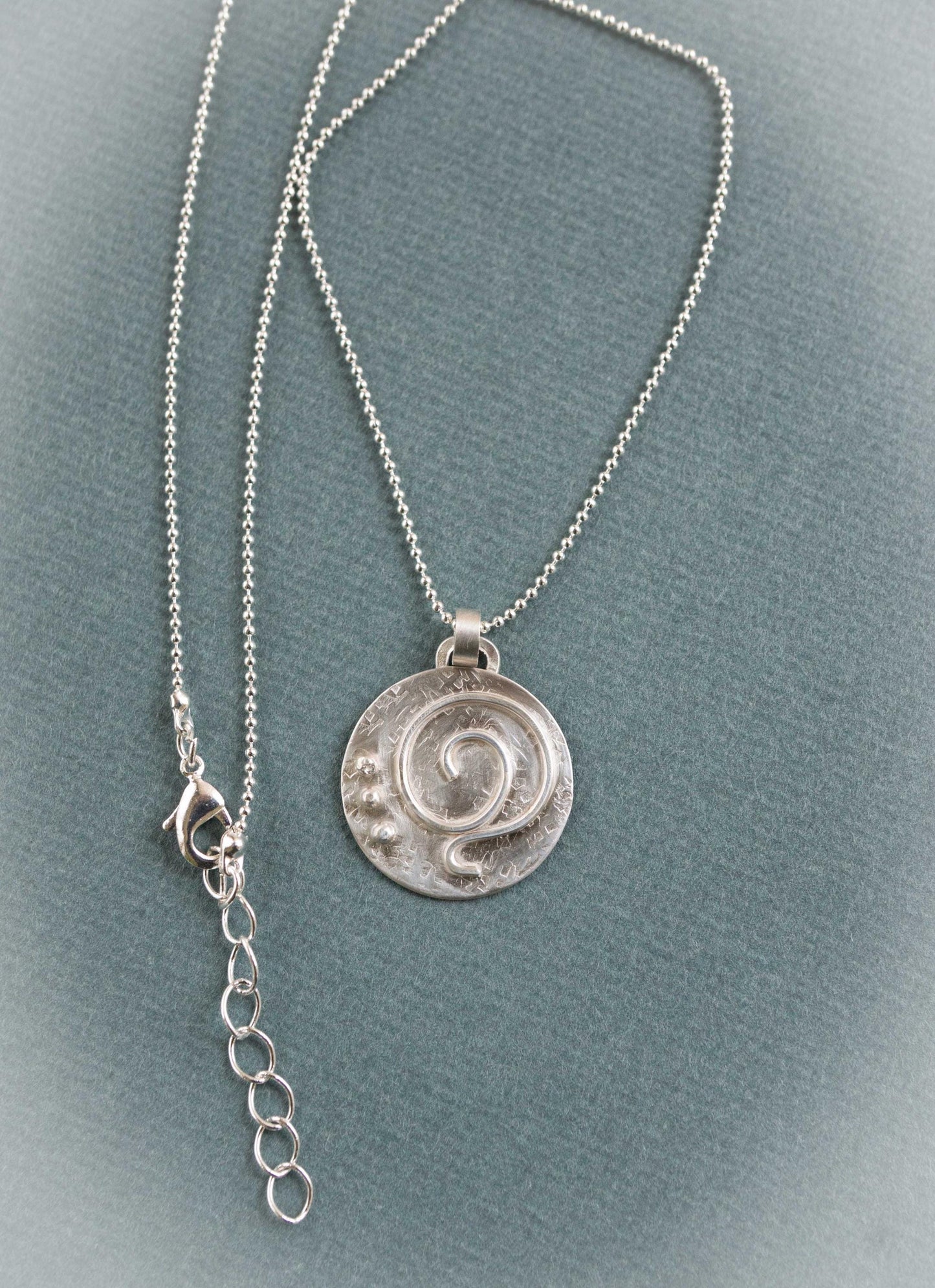 Gratitude Necklace, Sterling Silver , Silver Spiral Pendant