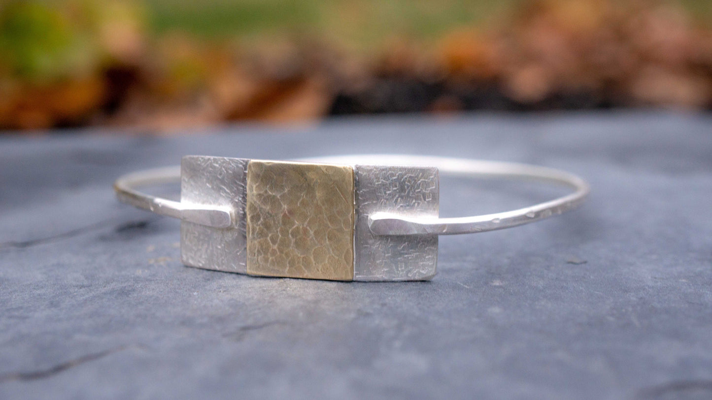 Mixed Metal Stacking Bangle: Sterling Silver & Gold Brass, handmade