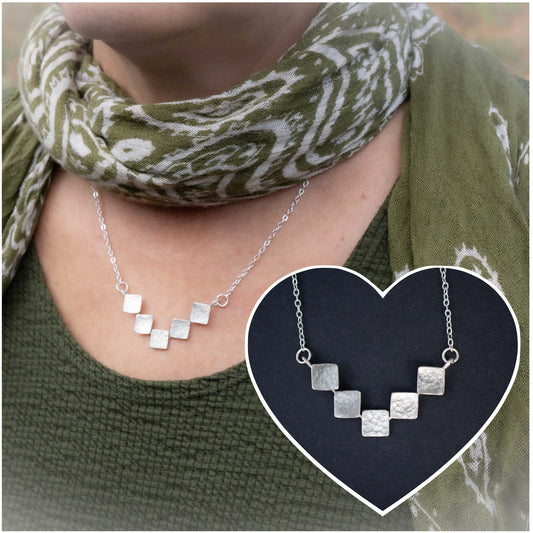 Geometric Sterling Silver Square Necklace: Minimalist Jewelry Gift