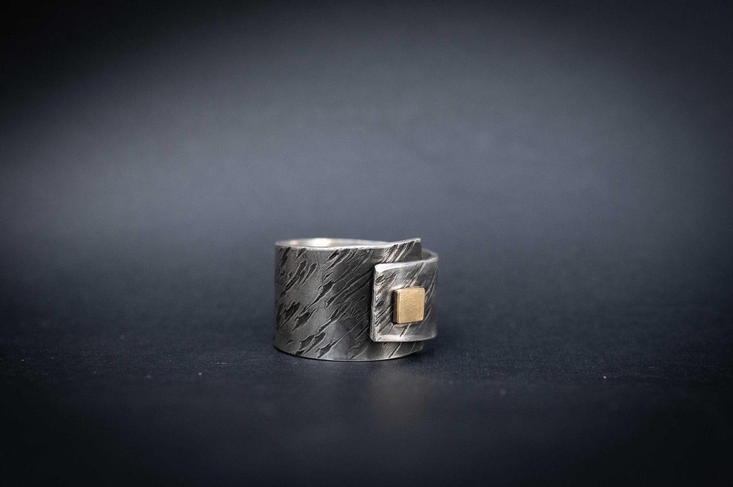 Sterling Silver Wrap Ring for Men: Mixed Metal Brass Accent