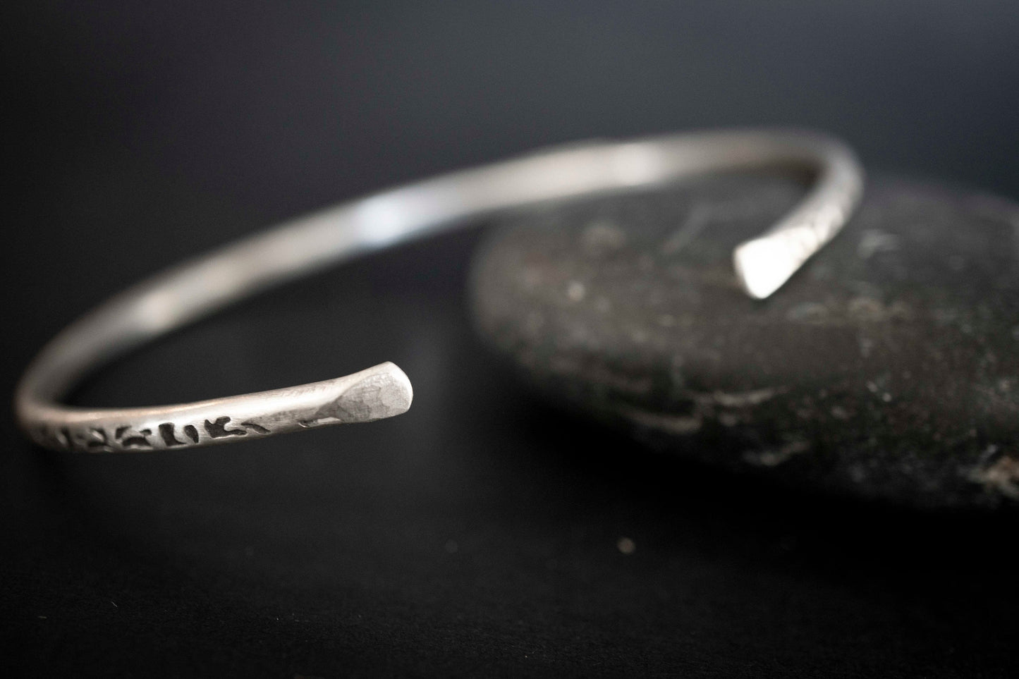Oxidized Sterling Silver Cuff Bracelet: Rustic Handcrafted Design