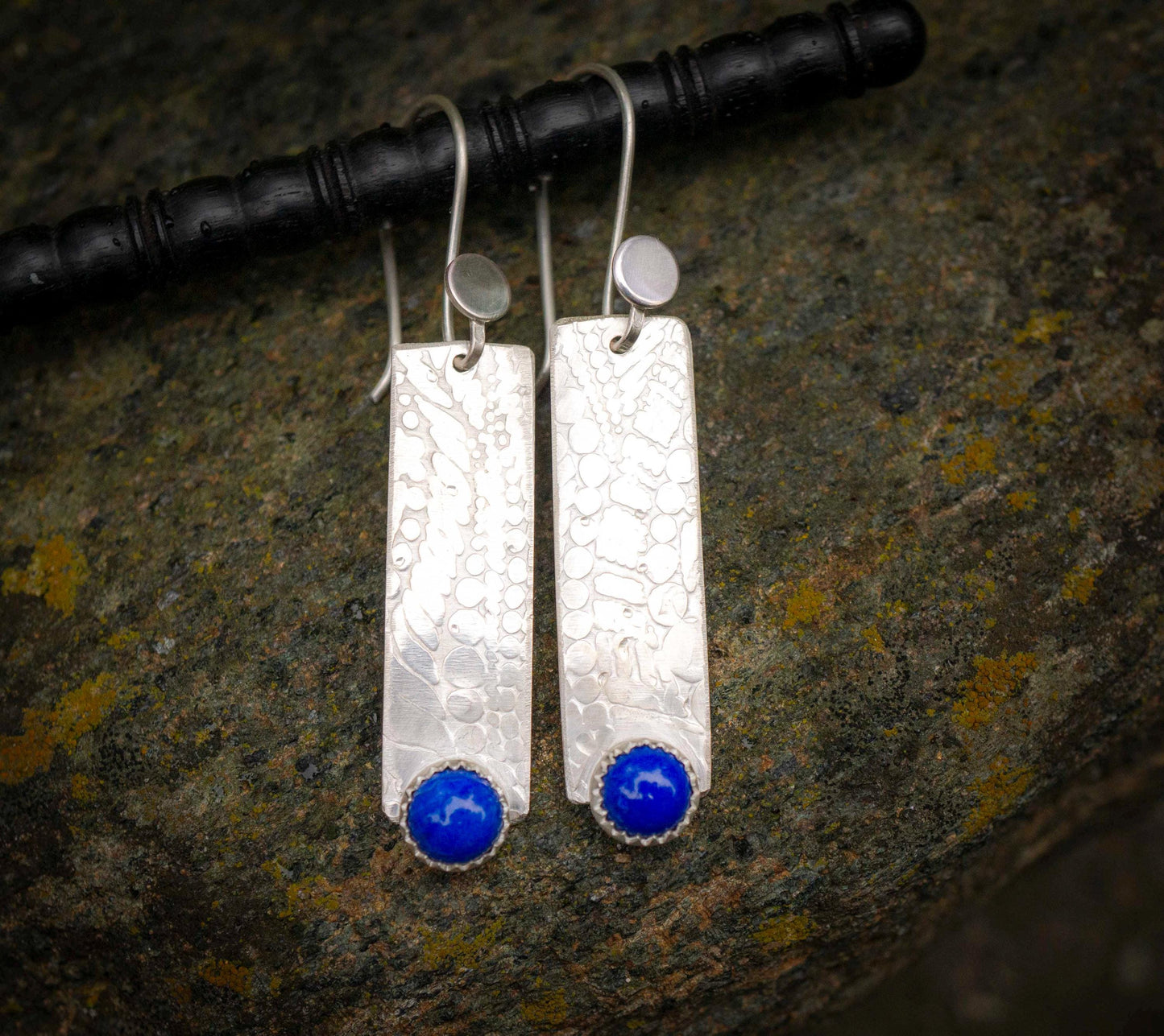 Handmade Lapis Lazuli Sterling Silver Rectangle Earrings