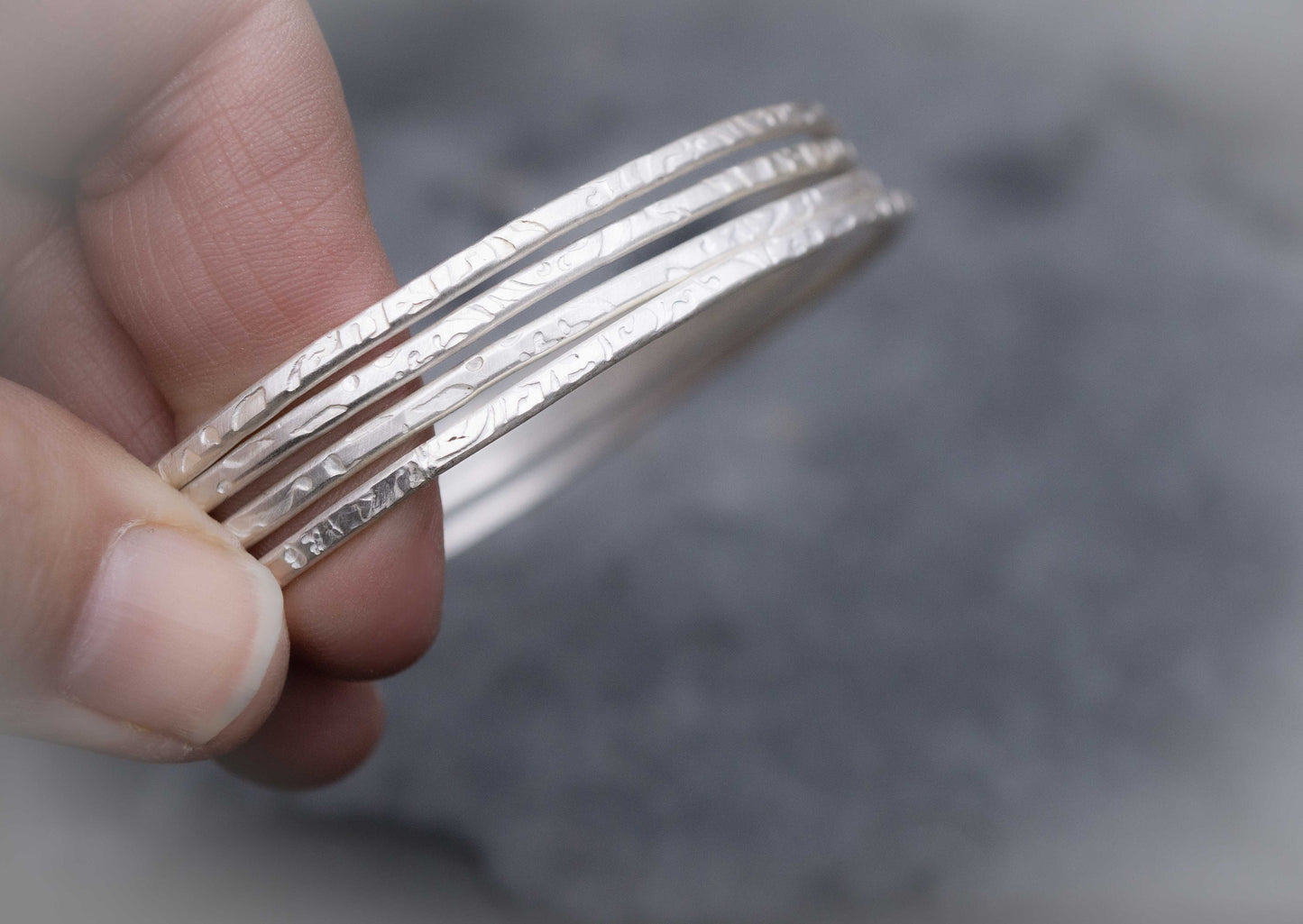 Bangle Bracelet Set, handcrafted Stacking Bangles, Silver and Gold