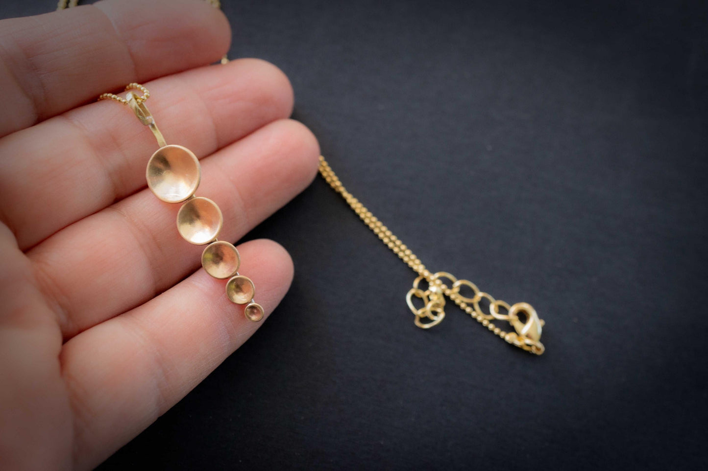 Modern Gold Pendant Necklace, Handmade, Geometric Design